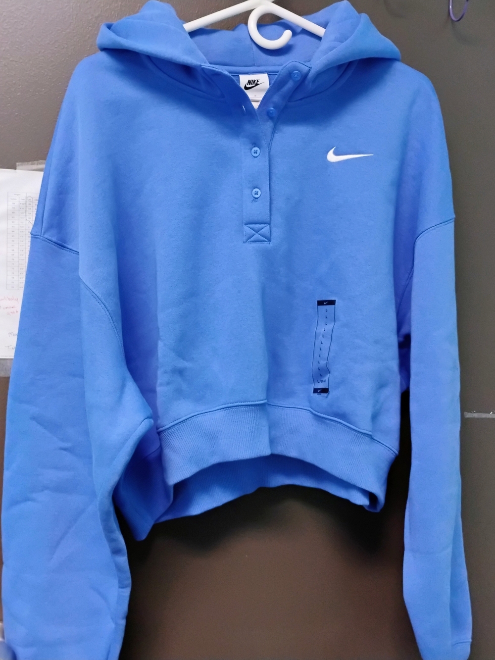 Nike Women's Sportswear Phoenix Fleece Blue Cropped Hoodie  Size: Large NWT